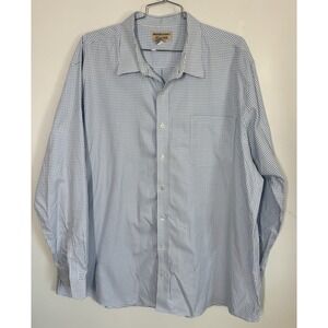 Duluth Trading Wrinkle Fighter Blue Check Long Sleeve Button Down Shirt Size 3XT